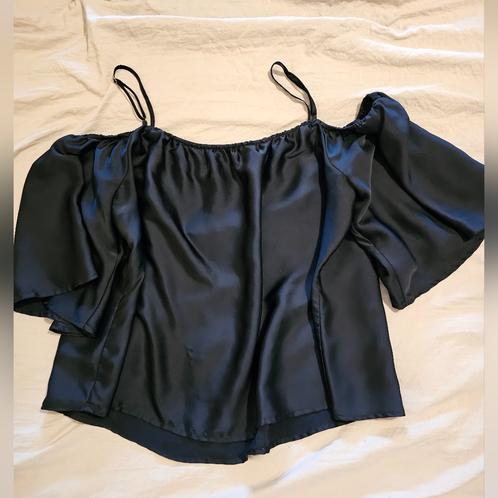 Halston Black Silk Top - Medium
